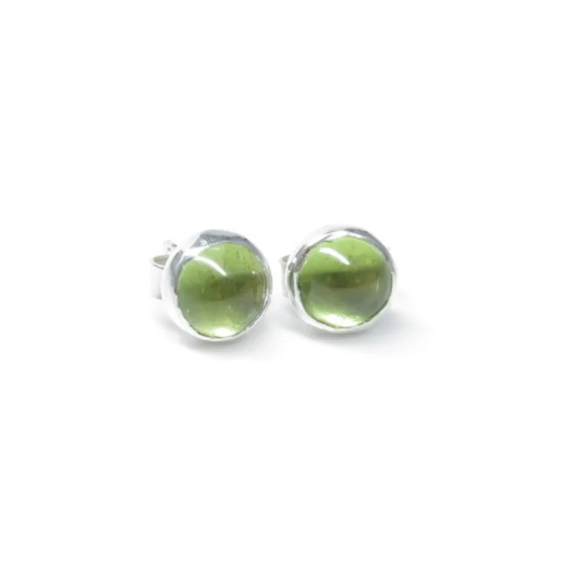 Sterling silver and 5mm Peridot earrings